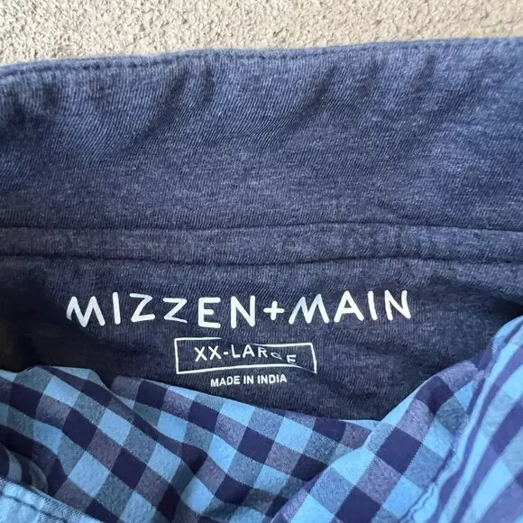 Mizzen + Main Men’s Navy Quilted Full Zip Vest Gilet & Plaid Button Down XXL